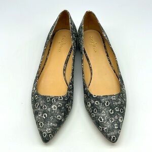 Cole Haan - Python Snake Print Gray  Leather Skimmer Pointed Toe Flats Size  7